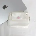 Mini bow print coin purse with flap and snap button, portable card holder and storage bag. - 12*2*9 / Satin Bow / White