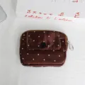 Brown polka dot coin purse mini wallet with flap pocket and zipper closure for daily use. - 12*2*9 / Satin Polka Dot / Brown