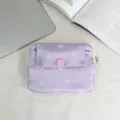 Mini purple bow print coin purse and card holder, portable fabric mini storage bag for daily use. - 12*2*9 / Satin Bow / Purple