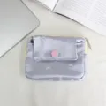 Mini purple bow print canvas coin purse with snap button and zipper closure for daily use. - 12*2*9 / Satin Bow / Blue