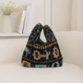 Gemütliche Plüsch Handtasche mit ethnischem Muster, kleine flauschige Tasche für Herbst Winter. - Ahornblatt-Karo