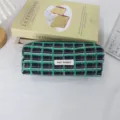 Trousse a crayons a carreaux vert vintage pochette de rangement papeterie esthetique sac - Taille Standard / Grille Vert Émeraude
