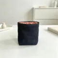 Aufbewahrungskorb aus Denim mit rot-weiß kariertem Innenfutter für kleine Accessoires. - 9*7*10 / Dunkelblau Denim
