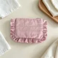 Rosa Kosmetiktasche aus Nylon mit Rüschen und süßer Stickerei für die tägliche Aufbewahrung. - Rosa / 22*17CM