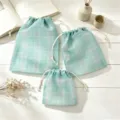Organza kariert Kordelzug Geschenktüten mintgrün Netz Schmuck Aufbewahrungsbeutel 3er Set - S / Hellgrünes Gingham