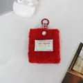 Borsa di stoccaggio per auricolari quadrata in peluche rosso con anello e bel design. - 8*9cm / rosso vivo