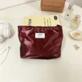Borsa cosmetica impermeabile lucida, elegante borsetta per il trucco per uso quotidiano. - Borgogna