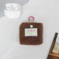 Mini borsa quadrata in peluche marrone con anello rosa per auricolari o monete, graziosa borsa soffice. - 8*9cm / Marrone