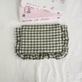Groene geruite cosmetische tas met volants stijlvolle make-up etui draagbare toilettas. - 22*17 / Groot Groen Raster