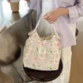 Sac à main en toile avec cordon, sac cabas tendance pour femmes au style quotidien. - Lettre de Fleurs