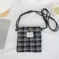 Retro black and white plaid mini crossbody bag, casual phone pouch for daily use. - 17*20cm / Black & Gray Plaid