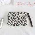 Ins style leopard print zipper coin purse portable earphone storage pouch with wrist strap - 16x11x2cm / Off White