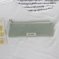 Einfarbige Nylon Reißverschluss Federmäppchen Kosmetik Pinsel Aufbewahrungstasche in grün Detail. - 22*7cm / Bohnengrün