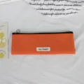 Einfarbig Nylon Reißverschluss Make-up Pinsel Tasche Tragbar Schüler Federmäppchen Orange - 22*7cm / Orange