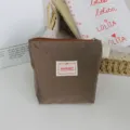 Brown grid nylon mini zipper coin purse, portable lipstick earphone storage bag for women. - M / Brown