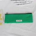 Grüner Nylon Reißverschluss Federmäppchen Make-up Pinsel Aufbewahrungstasche mit einfachem Stil. - 22*7cm / Grün