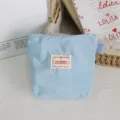 Mini blue grid nylon zipper pouch, portable coin purse, cute headphone and lipstick storage bag. - M / Blue