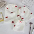 Detail shot of Korean style embroidered horse drawstring dust-proof pouch set for home travel. - Large Size (25x30cm) / White Background Red Horse