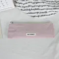 Einfarbiges Nylon Reißverschluss Federmäppchen tragbare Kosmetiktasche Schreibwaren - 22*7cm / Rosa