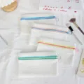 Simple canvas pencil case with colorful zipper portable makeup storage bag aesthetic stationery - Coin Purse / 20*12cm (Purple Zipper)