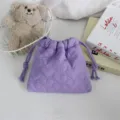 Sac à cordon matelassé cœur violet pochette souple rembourrée rangement bijoux maquillage - 18*16cm / Violet