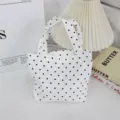 Koreatiki tsanta tote apo nylon me poula, elafri tsantaki cheiros gia xrisi. - Λευκό με μαύρο πουά