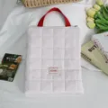 Pink quilted laptop sleeve with red handle, soft protective bag for tablet and travel. - 25*30cm / Light Pink Plaid