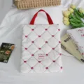 Quilted laptop sleeve with red handles and pink heart embroidery for secure daily tablet storage. - 25*30cm / Love Heart Embroidered Quilted