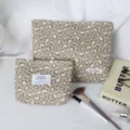 Ensemble de trousses de maquillage à imprimé léopard rétro, pochette élégante pour tous. - Ensemble deux pièces / Ensemble Khaki Léopard