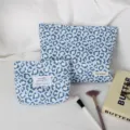 Set de trousses de maquillage léopard bleu, pochette esthétique rétro avec rangement portable. - Ensemble deux pièces / Ensemble Bleu Léopard