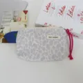 Cute printed canvas coin purse with pink braided lanyard, mini portable zipper makeup pouch. - 16*2*10 cm / Blue Feather
