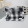 Borsa cosmetica a quadri in bianco e nero astuccio in tessuto portatile organizer viaggio - 27*5*18cm / Grandi Quadri Neri