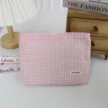 Borsa per trucco a quadri rosa viaggio custodia cosmetica portatile organizzatore chic - 27*5*18cm / Quadretti Rosa Scuro