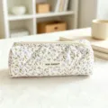 Gewatteerd bloemen etui en cosmetische tas, grote capaciteit schrijfwaren organizer. - Regular Fit / Lichtpaars Bloemen Etui