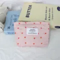 Koreaanse gewatteerde harttas, schattige roze make-up tas, draagbare dagelijkse lunchtas. - Lippenstift Tasje / Roze