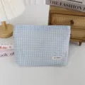 Borsa cosmetica a quadri blu e bianco in stile coreano custodia da viaggio portatile per articoli - 27*5*18cm / Quadri Blu Chiaro