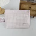 Borsa cosmetica in tessuto a quadretti rosa minimalista coreana pochette da viaggio. - 27*5*18cm / Quadretti Rosa Chiaro