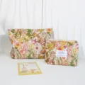 Vintage floral jacquard makeup bag, portable cosmetic pouch and large capacity storage bag for women. - Assorted Elements / Abundant Flowers