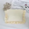 Rüschen Kosmetiktasche ins Stil Make-up Tasche tragbare Reise Aufbewahrungstasche gelb Stoff - Beige