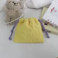Sac pochons matelassé cœur jaune cordon cordon doux rembourré pochette de rangement mignon - 18*16cm / Jaune