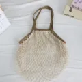 Gewebte Netz-Einkaufstasche beige große Kapazität Strandtasche lässige Sommer Handtasche - Braun