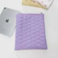 Detailed close-up of the cute purple quilted heart tablet sleeve and soft inner bag texture. - Purple Quilted Heart Style