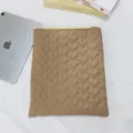 Quilted heart tablet sleeve for iPad, soft cute laptop storage pouch aesthetic case detail. - Brown Quilted Heart Style