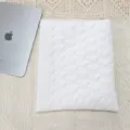 Quilted heart iPad sleeve detail view, soft white tablet storage pouch for daily cute aesthetic. - White Quilted Heart Style