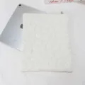 White quilted tablet sleeve with flower stitching design, soft padded laptop storage bag. - White Polyester Floral Style
