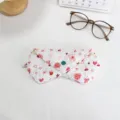 Quilted cotton glasses case with cute red print, soft padded pouch for sunglasses detail. - Pink Rabbit