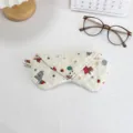 Soft quilted padded glasses case cute animal print portable sunglasses pouch storage protective bag - Beige Dog
