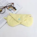 Soft quilted padded glasses pouch protective case for sunglasses and myopia glasses - Yellow Bow Embossed