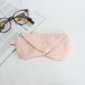 Soft quilted padded glasses case, portable sunglasses storage bag with snap button closure. - Light Pink Bow Embossed