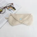 Soft quilted glasses case with cute bow pattern, portable protective sunglasses storage pouch. - Khaki Bow Embossed
